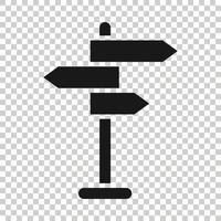 icône de panneau de carrefour dans un style plat. illustration vectorielle de direction de la route sur fond blanc isolé. concept d'entreprise de signalisation routière. vecteur