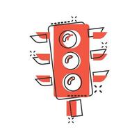 icône de sémaphore dans le style comique. illustration de vecteur de dessin animé de feu de signalisation sur fond blanc isolé. concept d'entreprise à effet d'éclaboussure carrefour.