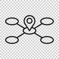 icône de broche de carte dans un style plat. illustration vectorielle de navigation gps sur fond blanc isolé. localiser le concept d'entreprise de position. vecteur