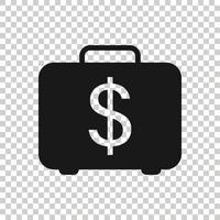 icône de porte-documents d'argent dans un style plat. illustration vectorielle de caisse sur fond blanc isolé. concept d'entreprise financière. vecteur