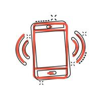 icône d'écran vide de smartphone dans le style comique. illustration de vecteur de dessin animé de téléphone portable sur fond blanc isolé. concept d'entreprise d'effet d'éclaboussure de téléphone.