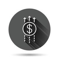 icône de flèche de croissance dans un style plat. illustration vectorielle de revenus sur fond rond noir avec effet d'ombre portée. augmenter le concept d'entreprise de bouton de cercle. vecteur