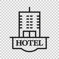icône de signe d'hôtel dans un style plat. auberge bâtiment illustration vectorielle sur fond blanc isolé. concept d'entreprise de chambre d'auberge. vecteur