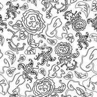 pivoine vecteur doodle croquis motif noir et blanc sans couture