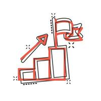 escalier avec icône de drapeau de finition dans le style comique. illustration de vecteur de dessin animé de défi de leadership sur fond blanc. concept d'entreprise d'effet d'éclaboussure de croissance de carrière.