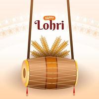 joyeux festival de la tradition lohri du punjab en inde, fête des récoltes, personnes jouant à la danse lohri. conception d'illustration vectorielle vecteur