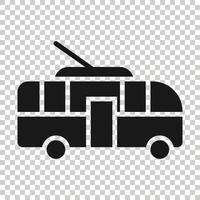 icône de trolleybus dans un style plat. illustration vectorielle de trolleybus sur fond blanc isolé. concept d'entreprise de véhicule autobus. vecteur