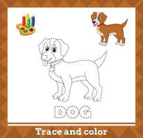 tracer et colorier pour les enfants, page d'activité pour enfants vecteur chien