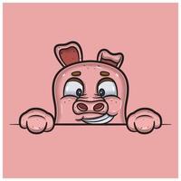 expression de visage heureux avec dessin animé de cochon. vecteur