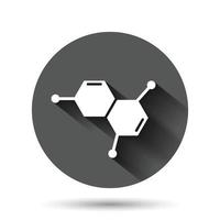 icône scientifique dans un style plat. illustration vectorielle de cellule d'adn sur fond rond noir avec effet d'ombre portée. concept d'entreprise de bouton de cercle d'évolution de molécule. vecteur
