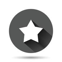 icône étoile dans un style plat. illustration vectorielle de forme sur fond rond noir avec effet d'ombre portée. concept d'entreprise bouton cercle emblème géométrique. vecteur