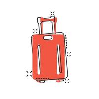 icône de sac de voyage dans le style comique. illustration vectorielle de dessin animé de bagages sur fond blanc isolé. concept d'entreprise d'effet d'éclaboussure de bagages. vecteur