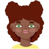 icône de dessin animé fille afro vecteur