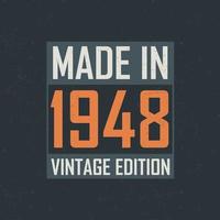 fabriqué en édition vintage de 1948. t-shirt d'anniversaire vintage pour les personnes nées en 1948 vecteur