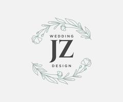 jz initiales lettre mariage monogramme logos collection, modèles minimalistes et floraux modernes dessinés à la main pour cartes d'invitation, réservez la date, identité élégante pour restaurant, boutique, café en image vectorielle vecteur