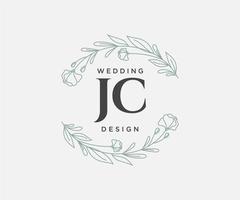 jc initiales lettre mariage monogramme logos collection, modèles minimalistes et floraux modernes dessinés à la main pour cartes d'invitation, réservez la date, identité élégante pour restaurant, boutique, café en image vectorielle vecteur