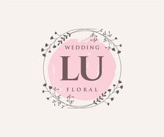 lu initiales lettre modèle de logos de monogramme de mariage, modèles minimalistes et floraux modernes dessinés à la main pour cartes d'invitation, réservez la date, identité élégante. vecteur