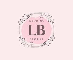 lb initiales lettre modèle de logos de monogramme de mariage, modèles minimalistes et floraux modernes dessinés à la main pour cartes d'invitation, réservez la date, identité élégante. vecteur