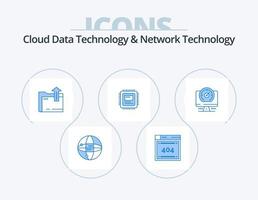 technologie de données cloud et technologie de réseau pack d'icônes bleues 5 conception d'icônes. l'ordinateur. Matériel. dossier. l'ordinateur. CPU vecteur
