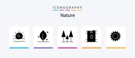 pack d'icônes glyphe nature 5 comprenant. jardin. la nature. fleur. pétrole. conception d'icônes créatives vecteur