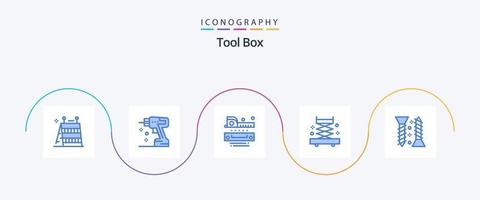 pack d'icônes bleu 5 outils, y compris l'auto-fixation. construction. niveau. outils. construction vecteur