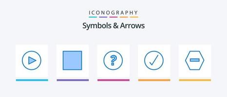 symboles et flèches bleu 5 pack d'icônes comprenant. Achevée. arrêter. conception d'icônes créatives vecteur