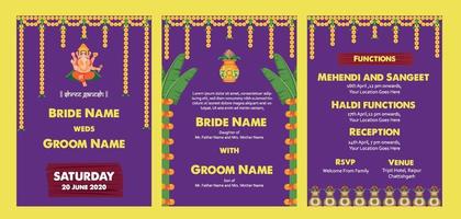 modèle d'invitation de mariage indien vecteur