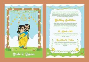 modèle d'invitation de mariage indien vecteur