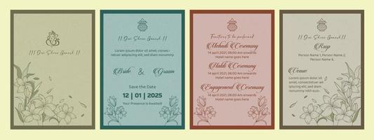 modèle d'invitation de mariage indien vecteur