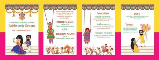 modèle d'invitation de mariage indien vecteur
