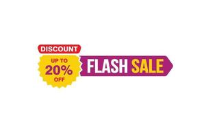 Offre de vente flash de 20 %, dédouanement, mise en page de la bannière de promotion avec style d'autocollant. vecteur