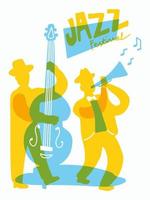 concept d'affiche de couverture de festival de musique jazz. homme jouer illustration vectorielle d'instrument. vecteur