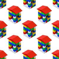 modèle de maisons de jouets, de ville ou de chalets en isométrie. illustration vectorielle vecteur