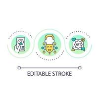 icône de concept de boucle de personnalité nft. crypto art créant des personnages virtuels. technologie blockchain idée abstraite illustration de ligne mince. dessin de contour isolé. trait modifiable vecteur