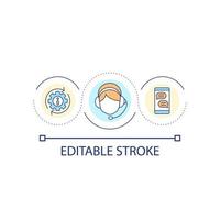 icône de concept de boucle de formulaire de contact. centre d'appel. service client. aide aux utilisateurs. rétroaction de l'application illustration de la ligne mince de l'idée abstraite. dessin de contour isolé. trait modifiable vecteur