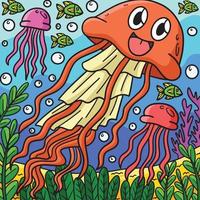 dessin animé coloré d'animal marin de méduse
