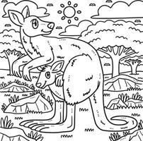 coloriage mère kangourou et bébé kangourou vecteur