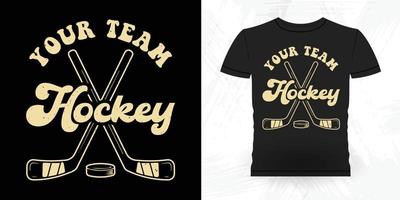 cadeau de joueur de hockey sportif conception de t-shirt de hockey vintage rétro vecteur