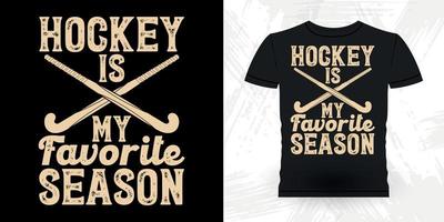 le hockey est ma saison préférée cadeau de joueur de hockey de sport drôle conception de t-shirt de hockey vintage rétro vecteur
