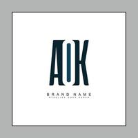 lettre initiale logo aok - logo monogramme simple pour les initiales a, o et k vecteur
