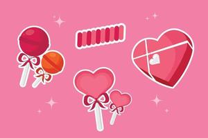 collection d'éléments de boîte de bonbons et d'amour de la saint-valentin au design plat design vectoriel simple et élégant