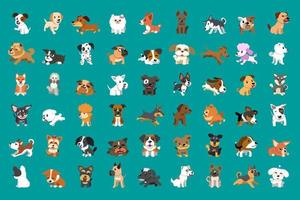 différents types de chiens de dessin animé de vecteur pour la conception.
