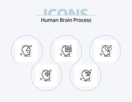 pack d'icônes de ligne de processus de cerveau humain 5 conception d'icônes. carte. diriger. pensée. pensée. bas vecteur