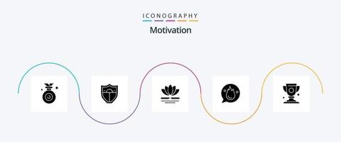 pack d'icônes de glyphe de motivation 5, y compris la tasse. formation. spa. motivation. carrière vecteur
