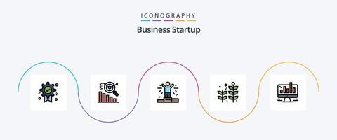 ligne de démarrage d'entreprise remplie de pack d'icônes plat 5, y compris le web. l'ordinateur. homme. graphique. plante vecteur