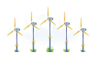 illustration de conception pour l'énergie verte utilisant une source éolienne. éoliennes pour une énergie alternative socialement responsable, à faible consommation d'énergie et sans danger pour les zones urbaines. peut être utilisé pour le web, le site web, les affiches, les applications, les brochures vecteur