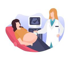 femme enceinte ayant une échographie à l'illustration de la clinique médicale vecteur