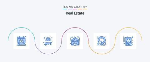 pack d'icônes immobilier bleu 5 comprenant la propriété. réel. domaine. emplacement. domaine vecteur