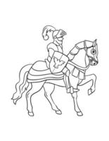 chevalier sur une page de coloriage isolée à cheval pour les enfants vecteur