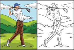 coloriage de golf illustration colorée vecteur